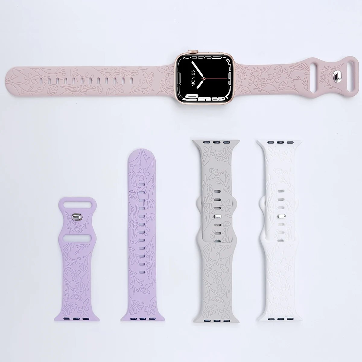 Per cinturino Apple Watch 49mm 44mm 42mm 41mm 40mm 45mm 44mm bracciale con incisione floreale iwatch series 9 7 SE 6 8 Ultra 2 correa Strap