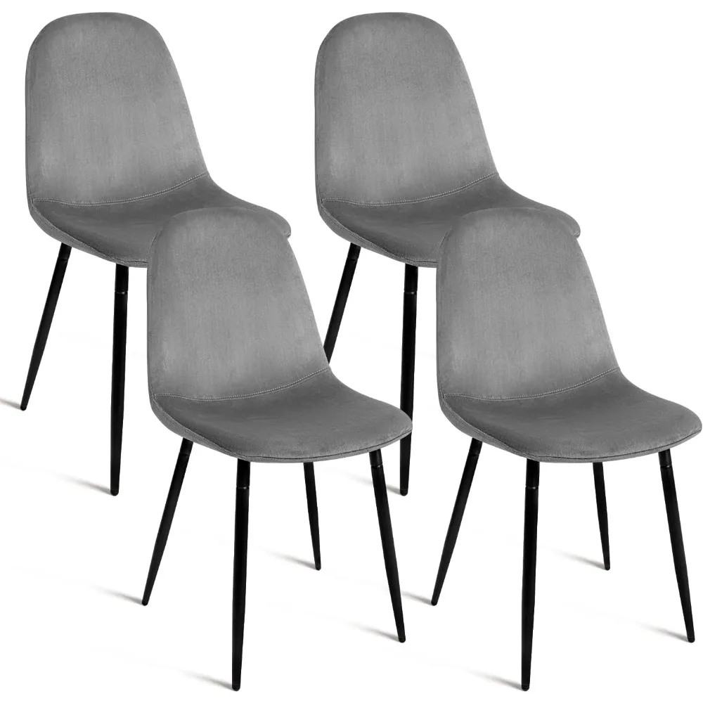 Juego de 4 sillas de comedor tapizadas de terciopelo CangLong, cómodas sillas de cocina modernas con asientos acolchados y fuerte construcción