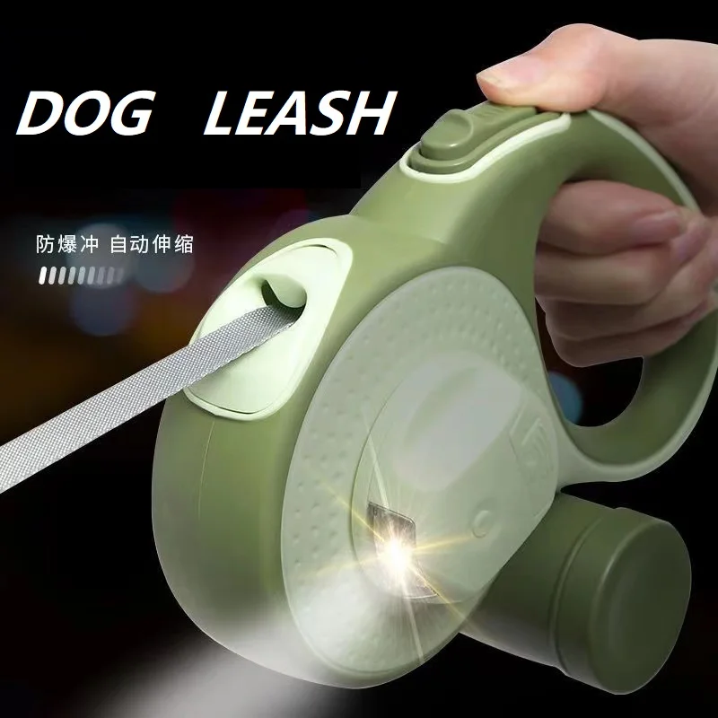 Retractable Dog Leash with Flashlight and Poop Bag Dispenser, Huayang Upgrade 4 in 1 Dog Leash Retractable for Medium Large Dogs