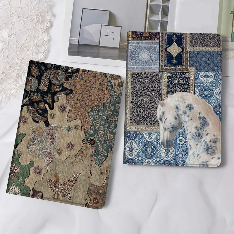 

Floral Pattern Textile Art Tablet Case For Apple iPad Air Pro mini 1 2 3 4 5 6 7 8 9 11 M2 M3 M5 M4 5th 6th 7th 10th 11th Gift
