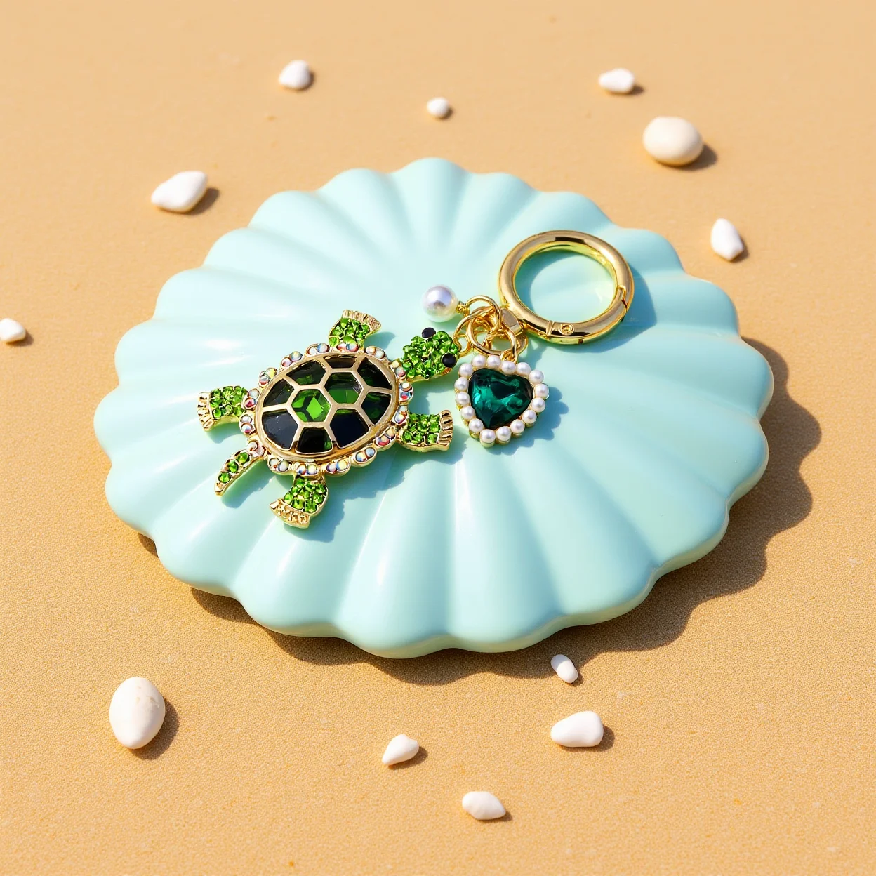 Porte-clés en strass délicat en forme de tortue, breloque de sac en alliage coloré pour accessoires quotidiens, sacs à main, cadeau pour les proches