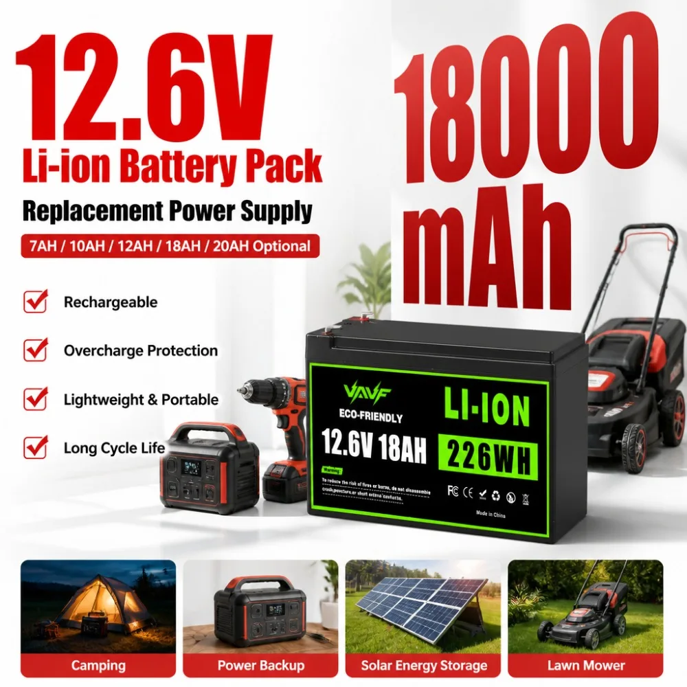 12.6V Li-ion Battery Pack 7AH 12AH 20AH for Sprayer Fish Finder Portable Power Supply Replacement Battery for Small Devices