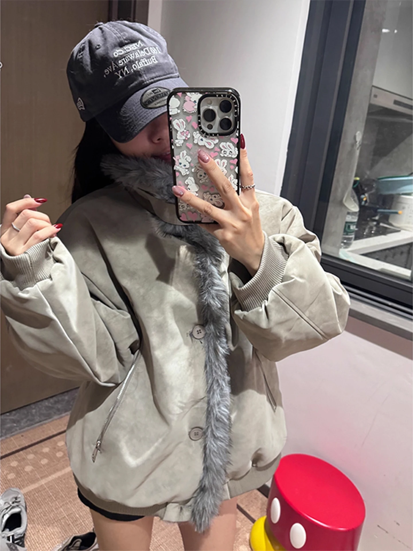 معطف عمال من القطن بتصميم كلاسيكي من الفرو الأمريكي على شكل نسر جبلي Jaet Thiened للرجال والنساء مشاعر شتوية راقية