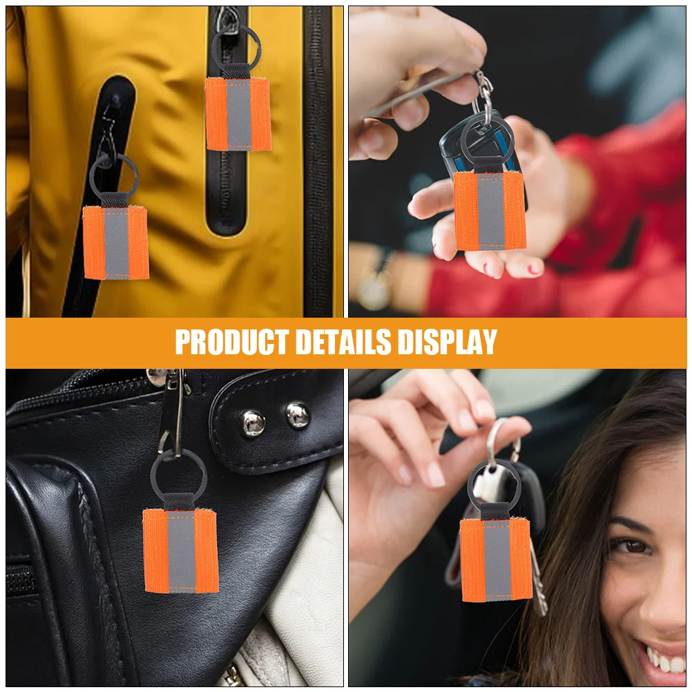 

8Pcs Reflective Keychain Label Double Sided Safety Gear for Backpack Bag Pendant High Visibility Night Warning Charm