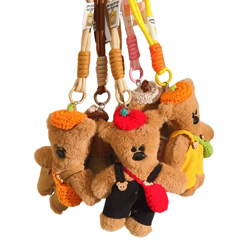 Brown Bear Plush Keychain Luxury Bag Charm Cute Bear Keychain for Purse Handbags Bag Accessories Car Charms Teddy Bears Key Ring