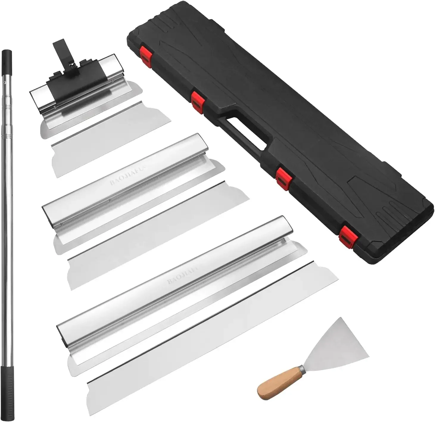 Blade Set 12", 22" & 32" Drywall Tools with 35"- 81" Stainless Steel Extended Handle Ergonomic Aluminum Grip Extruded Aluminum b