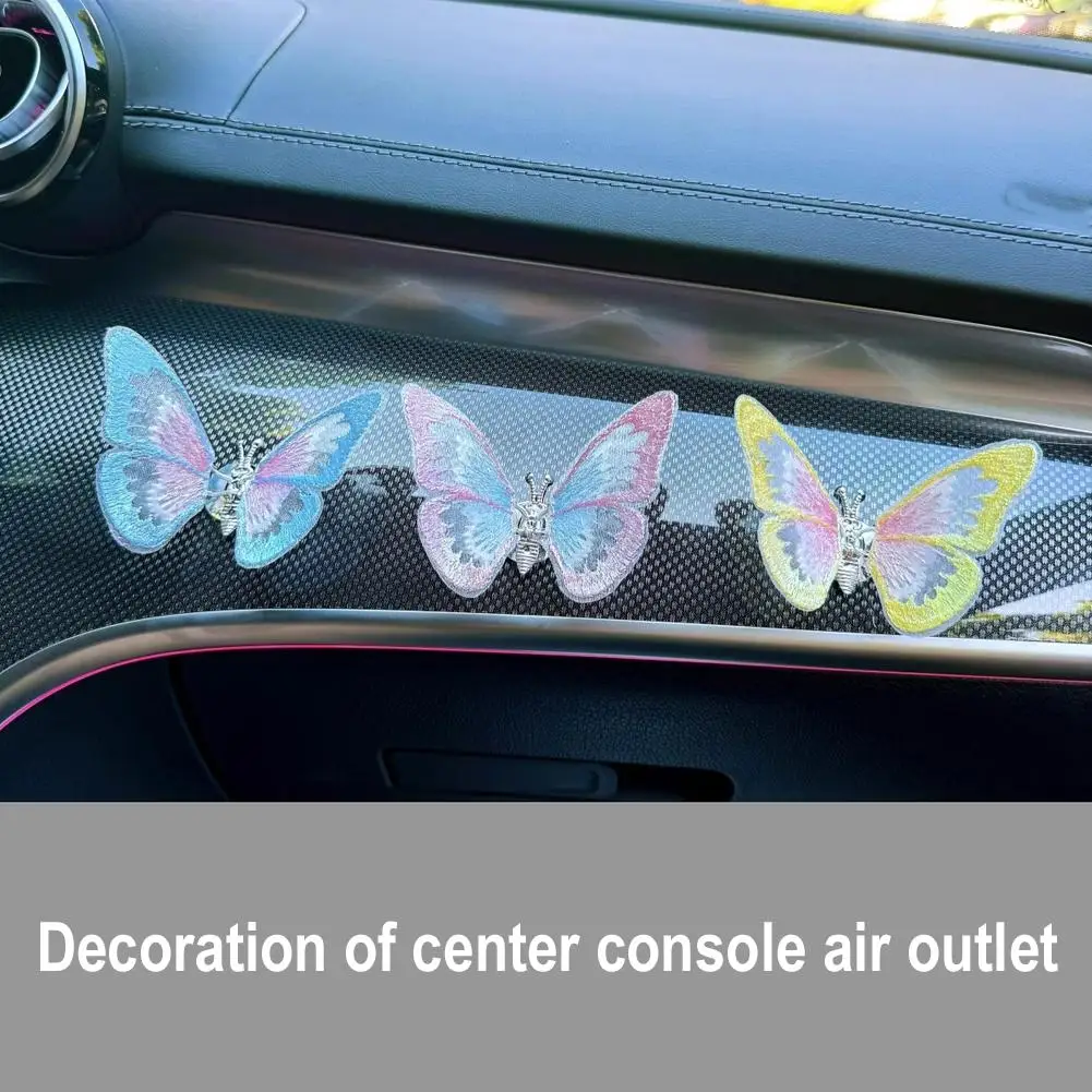 Decoração borboleta console central do carro saída de ar em movimento interior ornamento criativo em movimento borboleta acessórios requintado q8y0