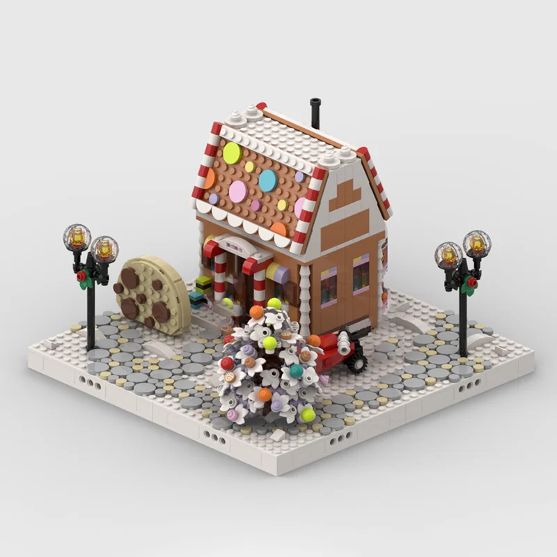 Klocki konstrukcyjne Moc - Świąteczny Domek Piernikowy - Model Zimowej Wioski, Technologiczne Klocki, Zestaw Świąteczny, Zabawka DIY, Prezent Konstrukcyjny