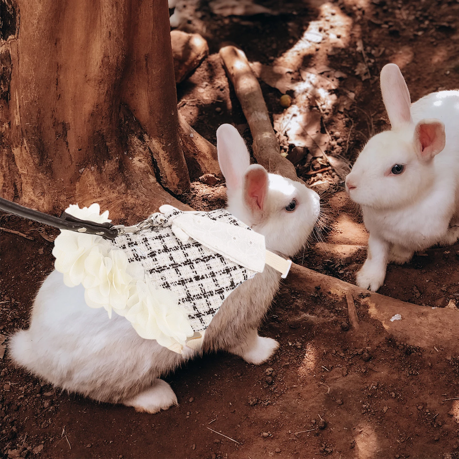 

Rabbit Clothes Pet Dress Leash Costume Bunny Harness Fashionable Breathable Sleeveless Comfortable Portable Holiday Decor Pet