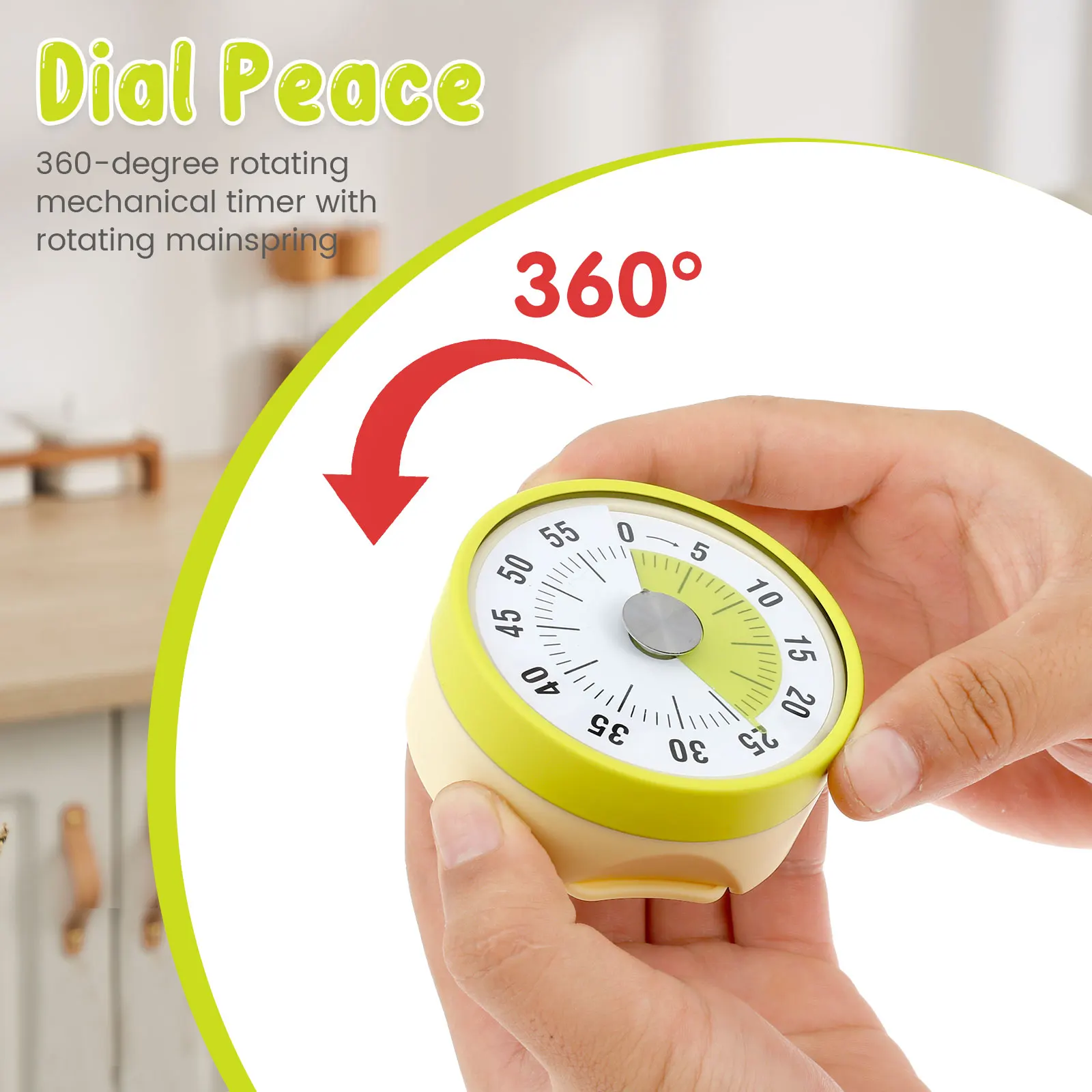 Mechanical Kitchen Timer Magnetic Visual Timer High Volume Kitchen Timer with Loud Alarm Precise 60 Minutes Kitchen Timer