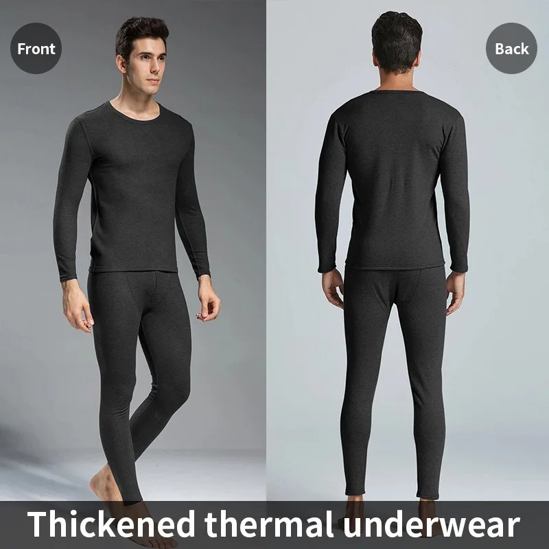 Men Winter Thermal Underwear Set Face Sanding Double Warmth Slim Body and High Elasticity Comfortable and Breathable Long Johns