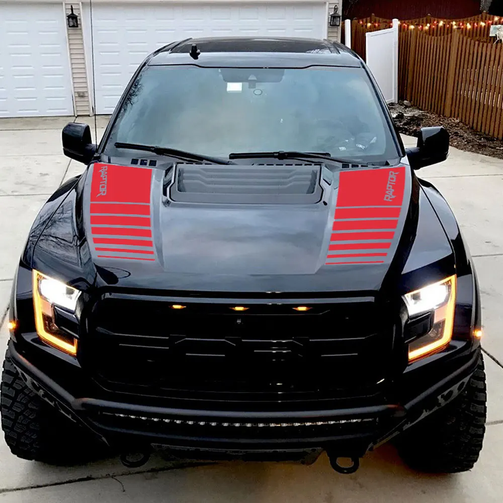 2PCS Auto Haube Motorhaube Aufkleber Für Ford Ranger Raptor F150 F-150 2,7 V6 2015-2020 Pickup auto Zubehör Vinyl Film Aufkleber – Detail 3