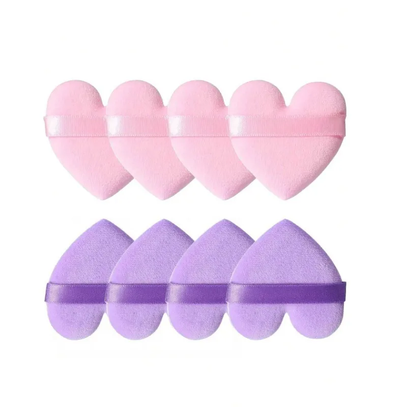 ハート型のベルベットパウダーパフ、輪郭、目とコーナーエリア用に設計、ビューティーブレンダー、8個