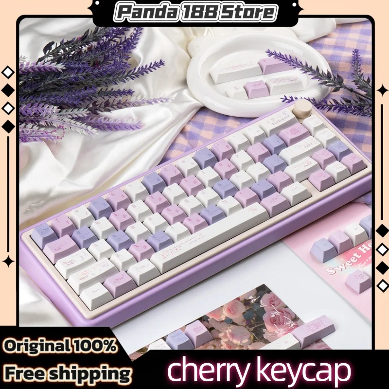 

Grape Mousse Themed Keycaps 130 Keys Cherry Profile Pbt Thermal Sublimation Customized Mechanical Keyboard Purple Keycaps