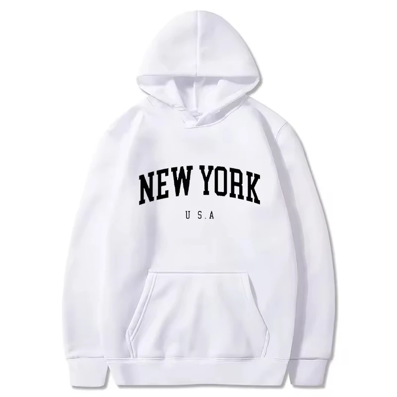 Uomo donna New York U.S.A City felpe con cappuccio Fashion Letter Printed Graphic felpe allentate Casual Harajuku Pullover con cappuccio Sportwear