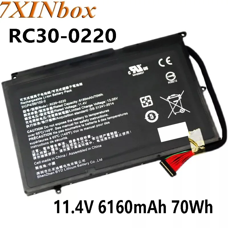 

Аккумулятор 7XINbox RC30-0220 11,4 V 6160mAh 70Wh для ноутбука Razer Blade Pro 17 "GTX 1060 3ICP4/56/102-2