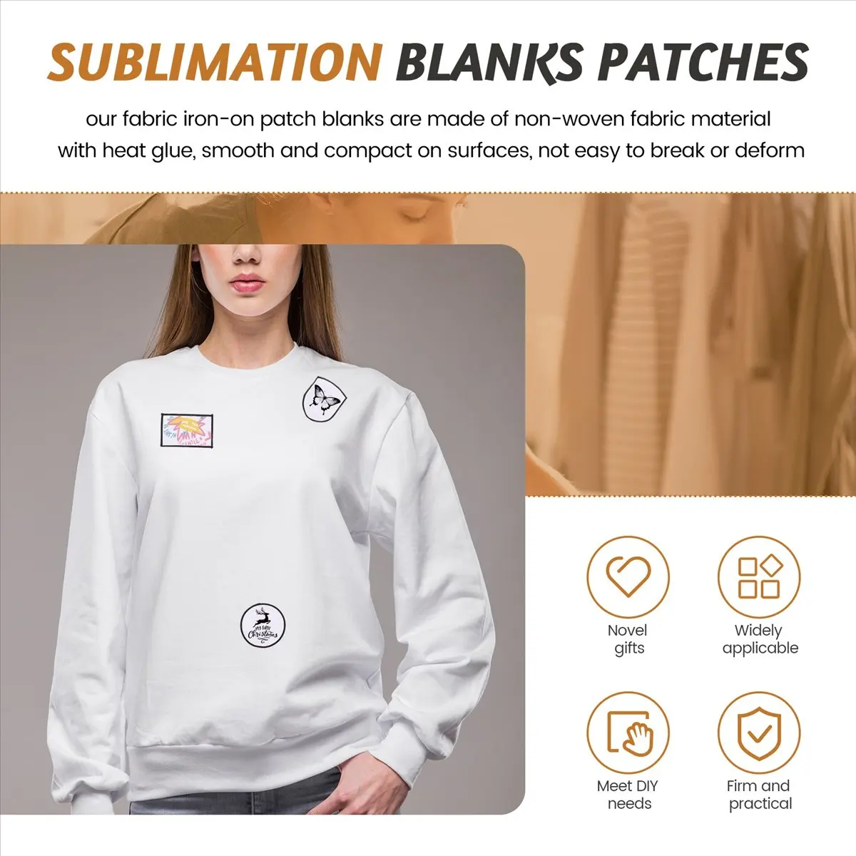 Top Sale 60Pcs Sublimation Blanks Patches Fabric Iron-on Patch Blanks Repair Blank Patches for DIY Hats Shirts Shoes Supplies