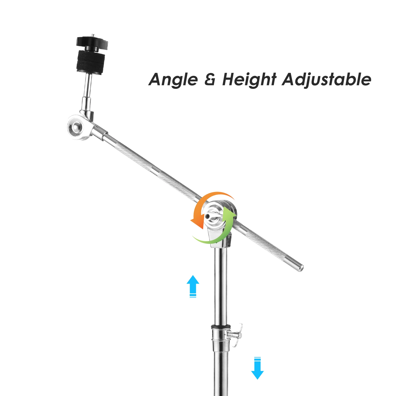 Dual-use Straight  Boom Cymbal Stand Double Braced Legs Height Angle Adjustable Drum-kit Cymbal Support Rack for 14-20in Cymbals