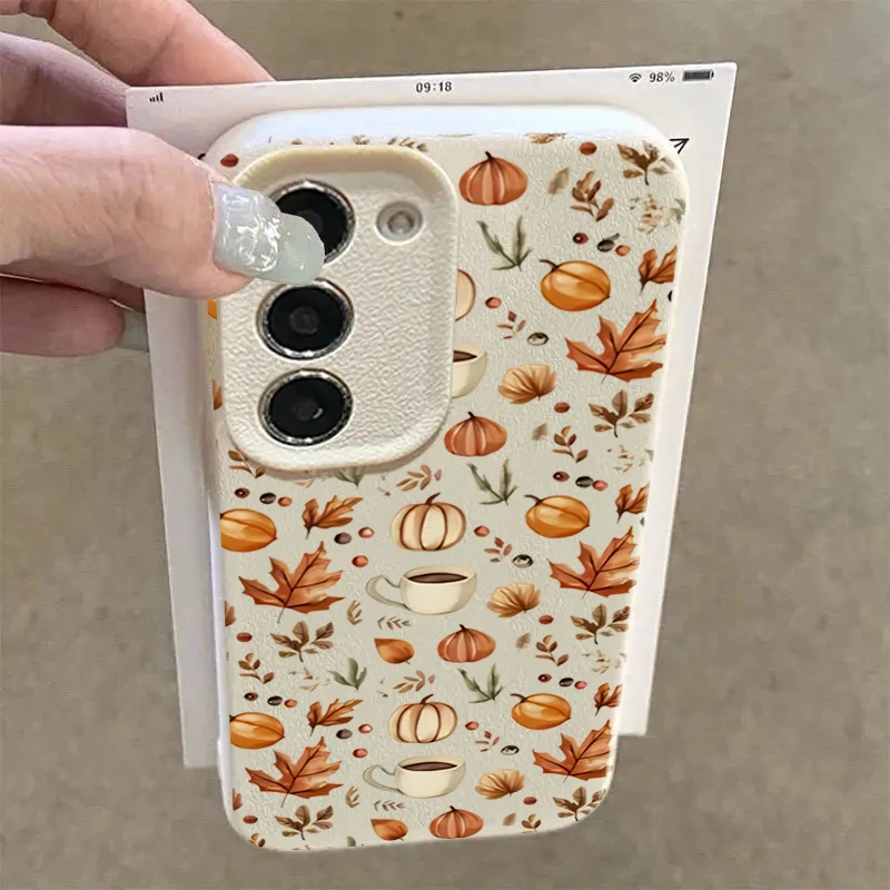 Autumn Pumpkin Coffee Illustration Case For Samsung A56 Cases Galaxy A16 A36 A26 A55 A54 A53 S25 Ultra S24 FE S23 Plus S22 Cover view 4