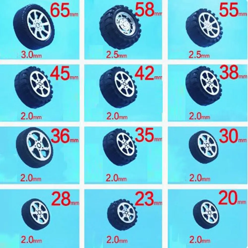 Nieuwe Diameter 30 Gaten 2mm Vierwielige Speelgoed Accessoires Zwart Plastic Wiel DIY Speelgoed Onderdelen Mini Rubberen Wielen Model