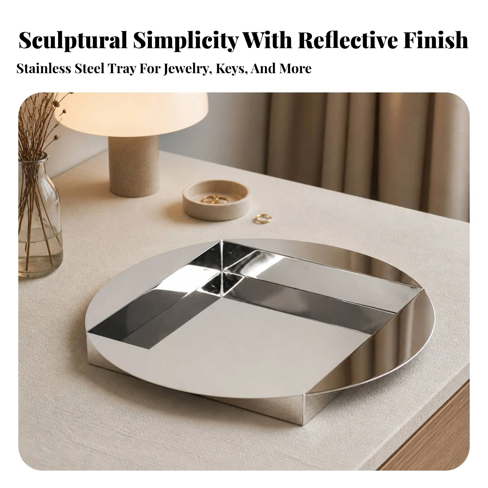Stainless Steel Tray Minimalist Geometric Tray Low-Profile Multi-Purpose for Coffee Table, Vanity