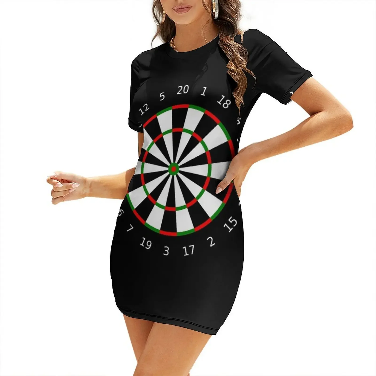 

dart board black Short-Sleeved Dress women's summer clothing 2025 women's clothing trend 2025 Dresses gala Dress