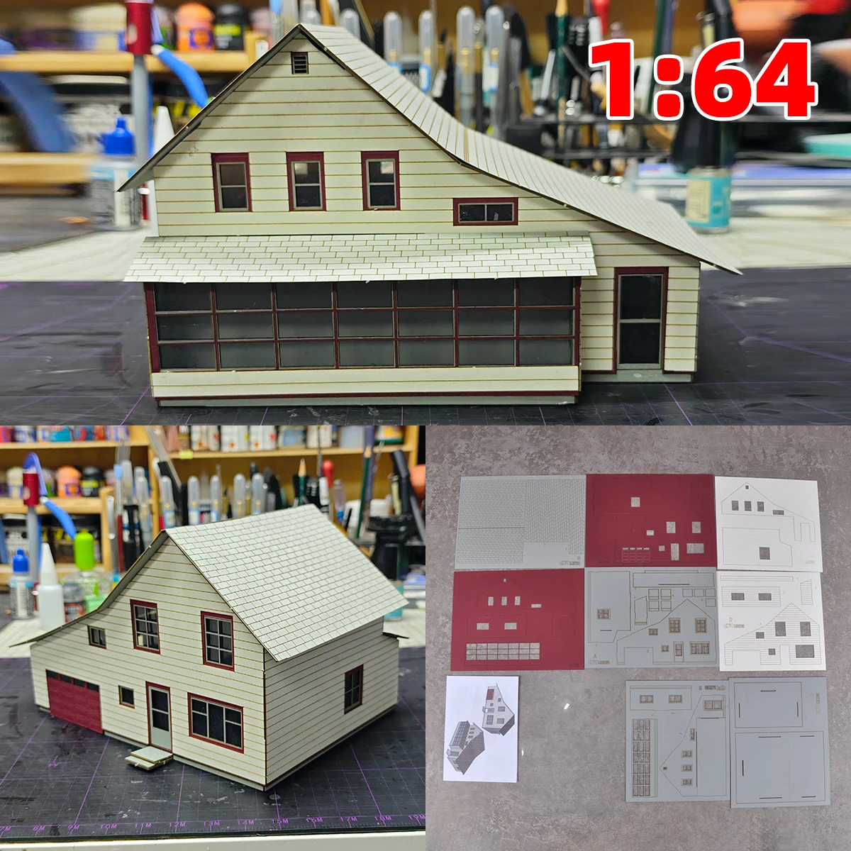 Architekturmodell-Bausatz Miniatur-Villa Straßenlandschaft Gemeinschaftshaus Europäisierungs-Diorama Maßstabsmodell-Bausatz 1/64