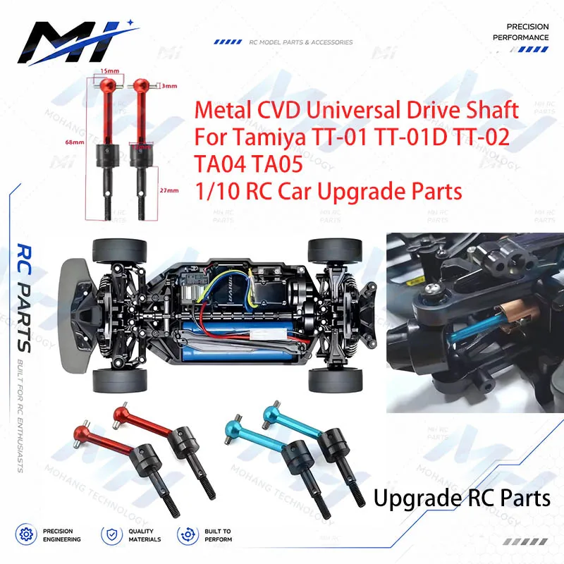 Metal Constant Velocity Drive Shaft Set 53792 Front Rear Axle for Tamiya TT01 TT01D TT02 TA04 TA05 1/10 RC Car Upgrade Parts
