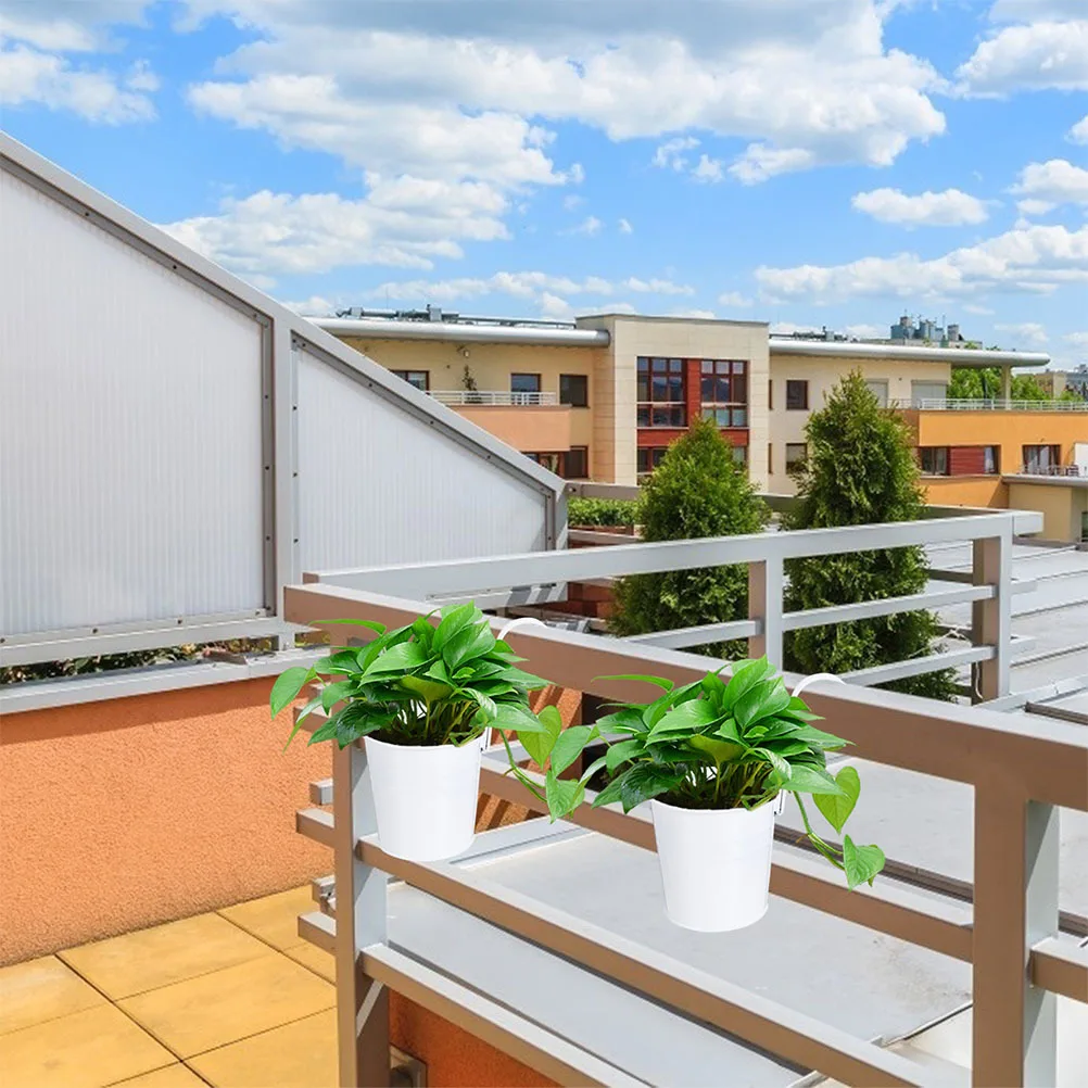 

6Pcs Hanging Hook Flower Pots Iron Bucket Planter Balcony Desktop Storage Drainage Hole Gardening Bonsai Mini Flower Planter