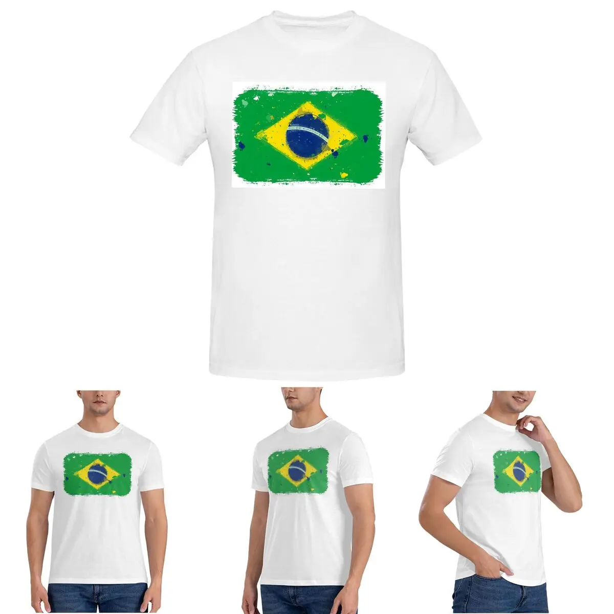 

Футболка с флагом Бразилии для мужчин, хлопковые футболки больших размеров, мужские футболки с коротким круглым вырезом, летняя одежда, топы S-6XL