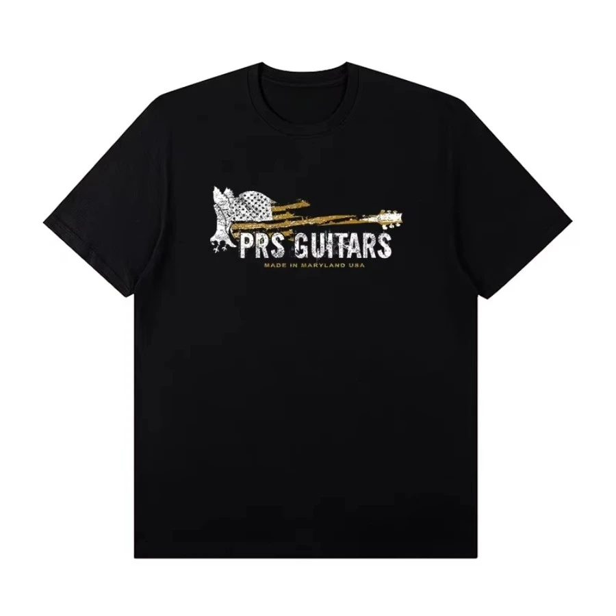 PRS Electric Guitar Peripheral Pattern Round Neck Rock T-shirt Short Sleeve Band Lead Singer Guitarist Practice T-shirt