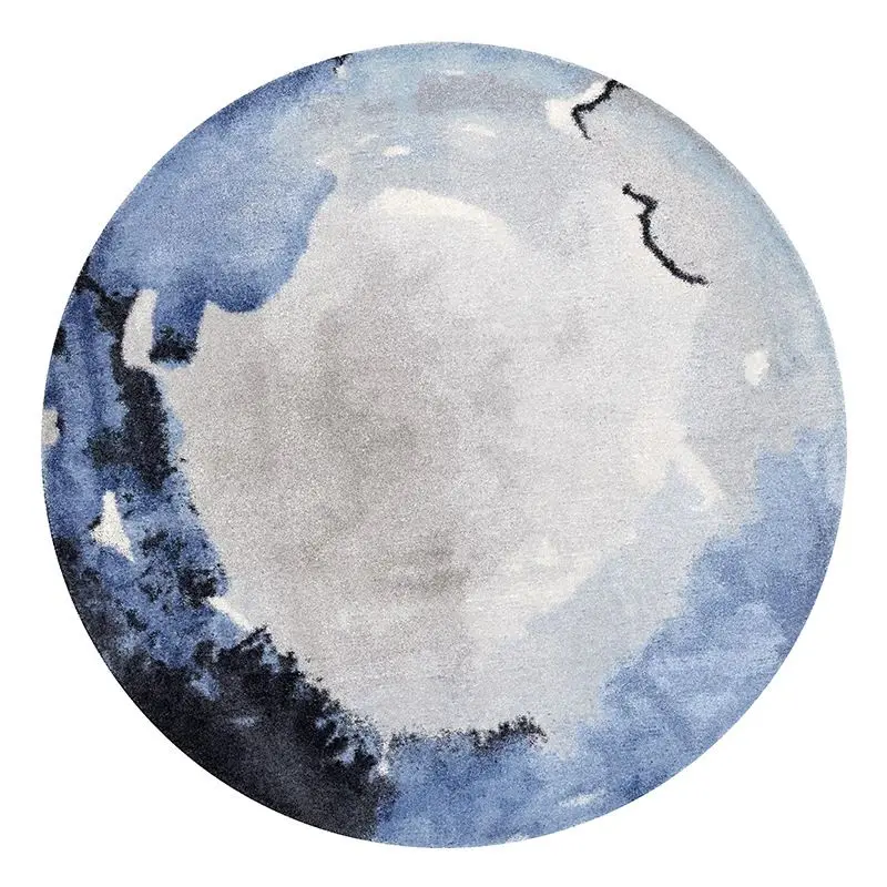 VIKAMA Wabi Sabi Tree Ring Texture Round Rug Abstract Concentric Circle Circular Carpet Non Slip Study Chair Floor Mat