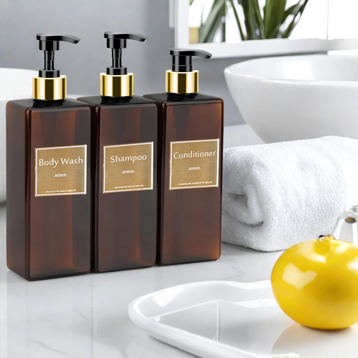 Shower Soap Dispenser Set Refillable Shampoo and Conditioner Bottle for Bathroom Kitchen Dish Soap Hand Soap Bottle