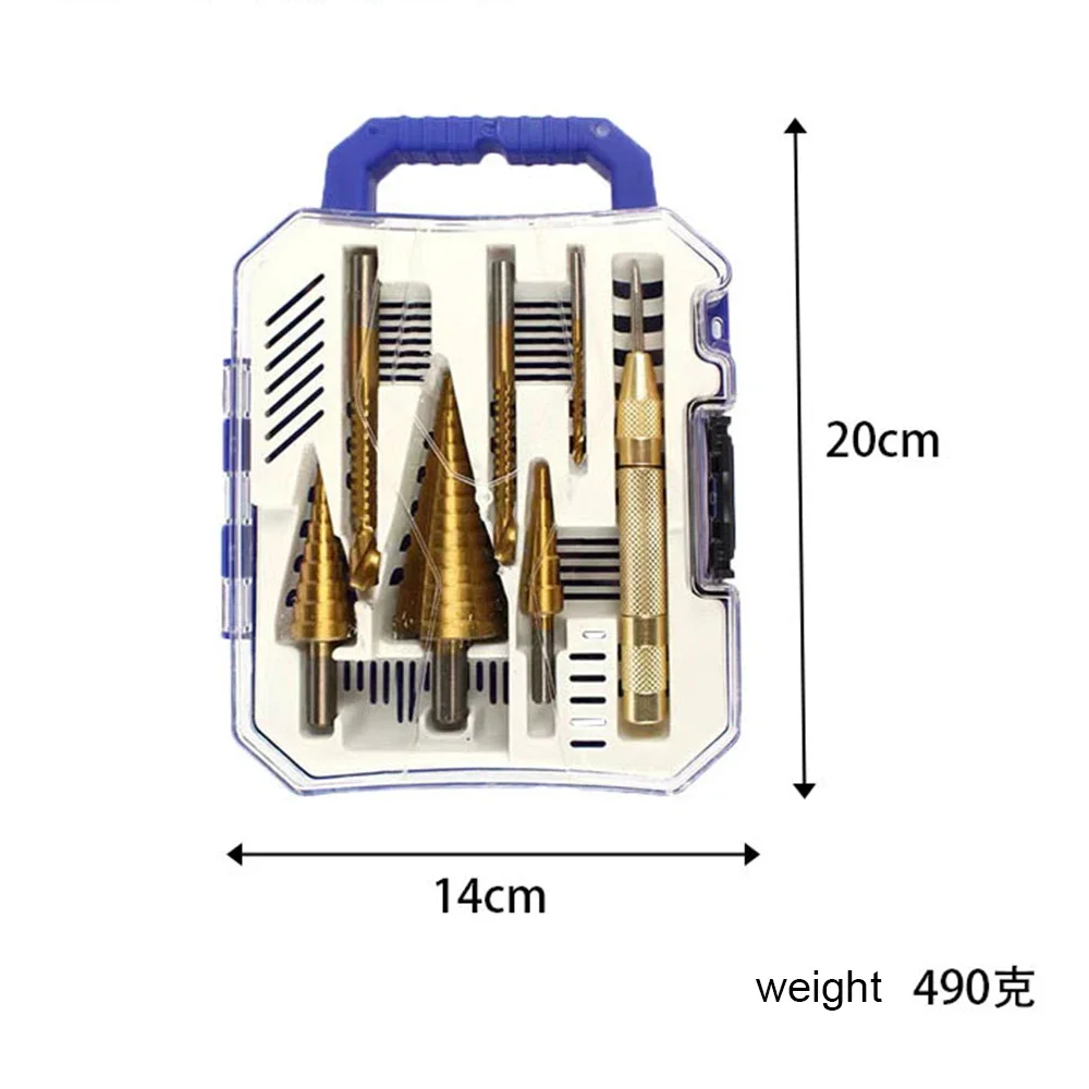 Step Boor Zaag Set Staal Titanium 4-12/20/32Mm Sleuf Pagode Zaagtand Boren Houtbewerking Gereedschap Gekartelde Boorkit 6 Stuks 7 Stuks