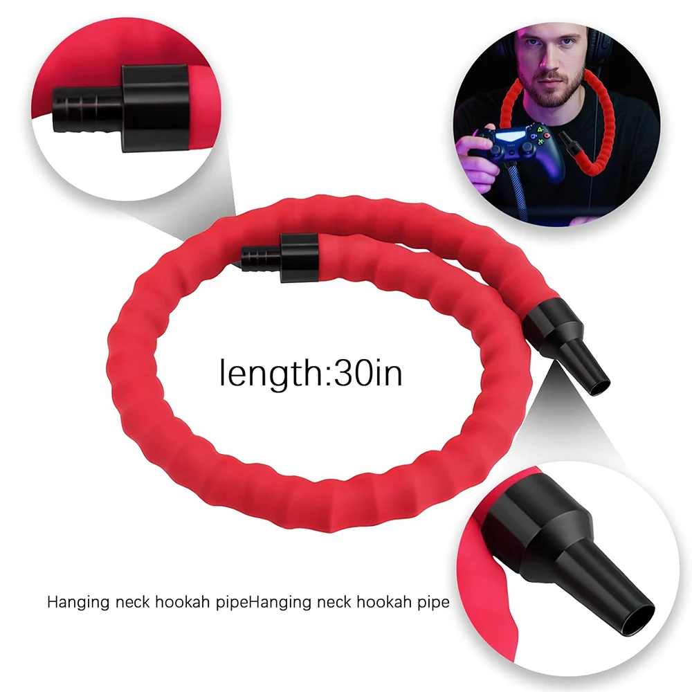 30inch Hands Free Hookah Hose Flexible Neck Strap Silicone Tube Hanging Neck Hookah Pipe Lazy Hose