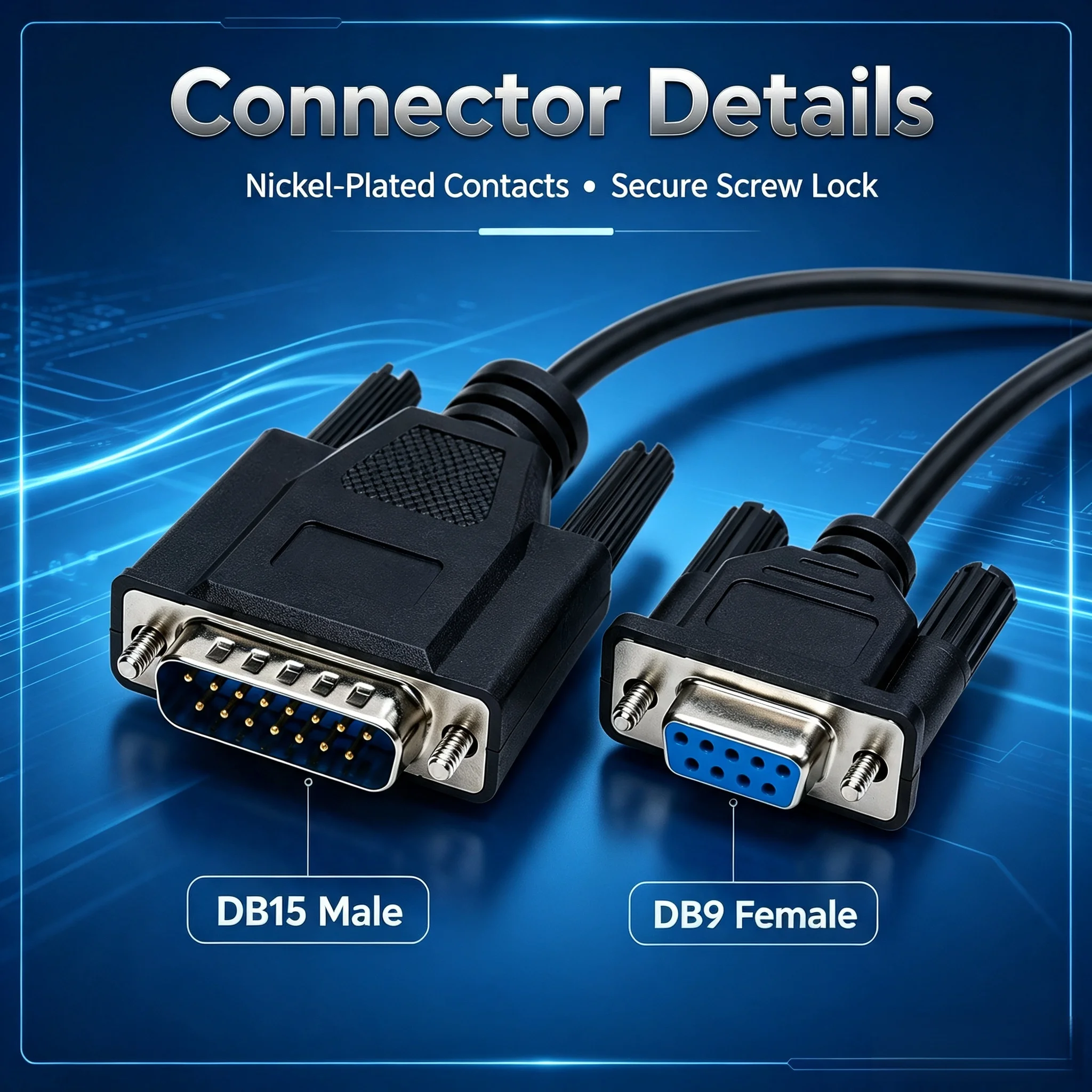 IC690ACC901 RS232 SNP Programming Download Cable for GE 90-30 90-70 PLC, DB9 Female to DB15 Male, 3M