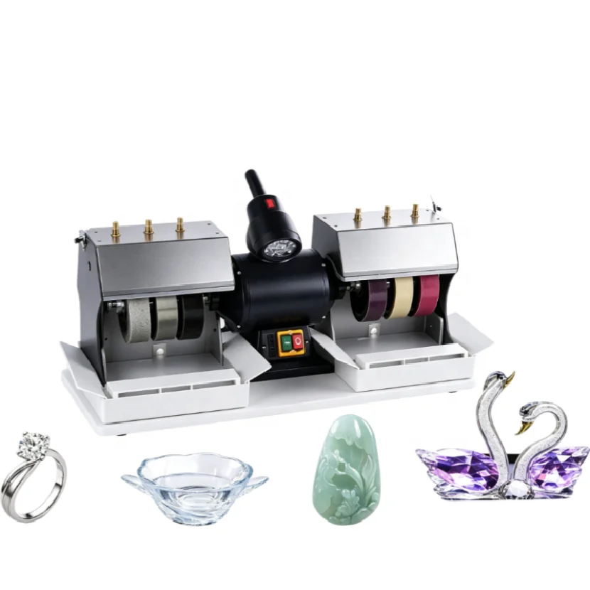 Efficient Lapidary Rock Grinding Machine 6 Inch Wheel 1800rpm Bench Polisher with Adjustable Water Pump and Work Lamp