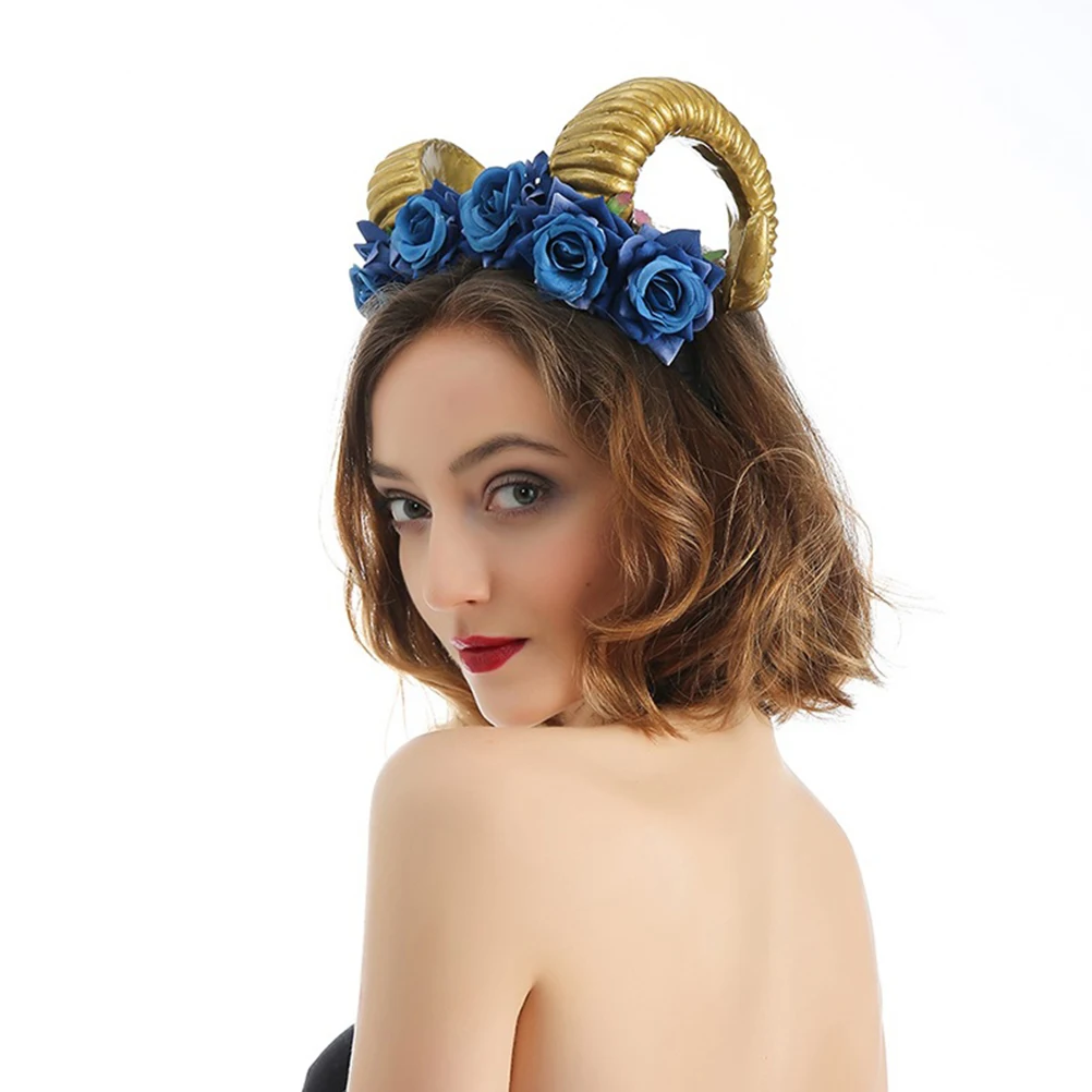 

Artificial Rose Horns Hair Band Horn Hair Band Rigid Halloween Gothic Headband Costume Party AccessoriesGothic