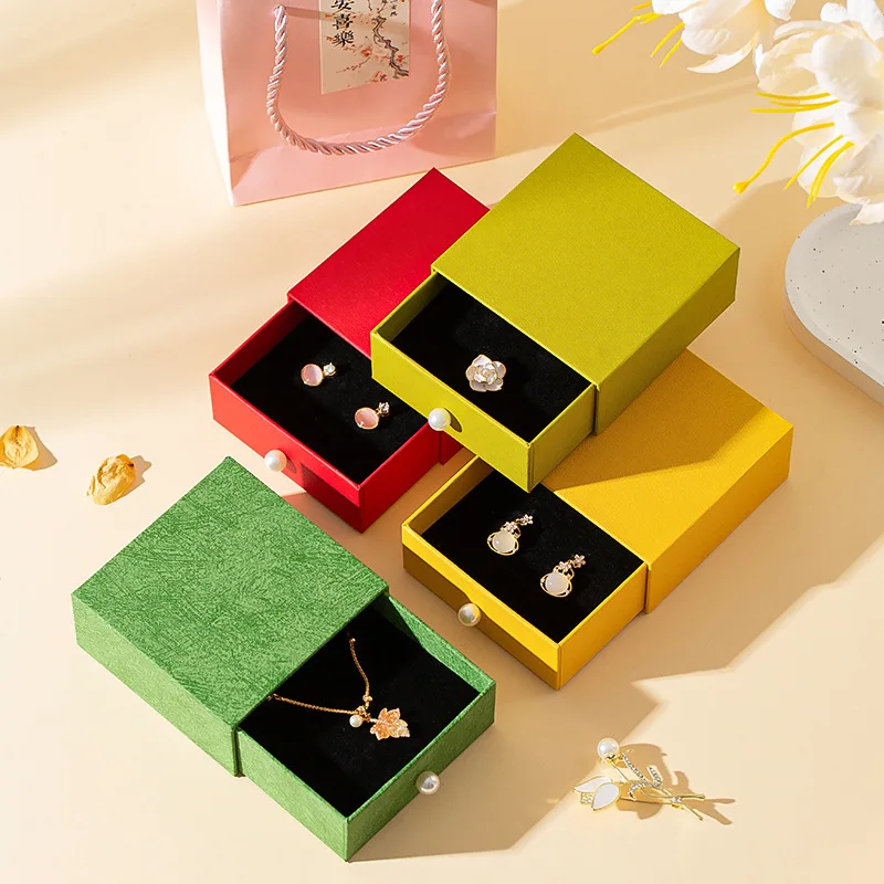 

Drawer Jewelry Box Velvet-Lined Jewelry Packaging Box Solid Color Gift Box Multi-Drawer Portable Jewelry Storage For Travel