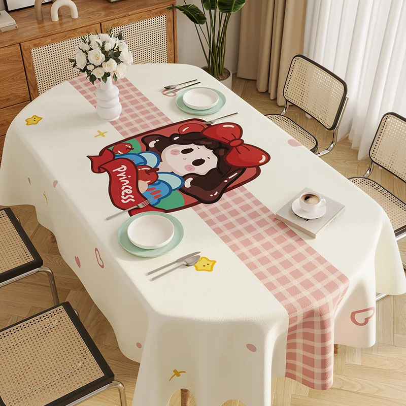 Oval Leather Tablecloth Waterproof Anti Scald No Wash Ins Wind Net Red High-end Dining Table Cloth