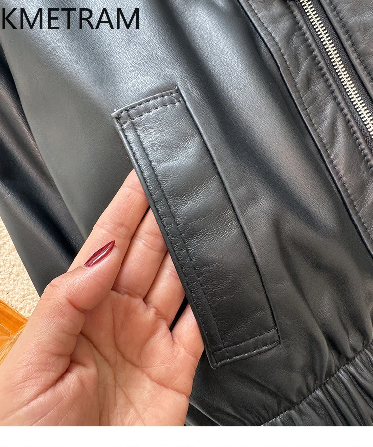 100% strato superiore giacca di pelle di pecora donna motociclista corto giacche in vera pelle nuovo in capispalla vestiti autunnali donna 2025 veste femme