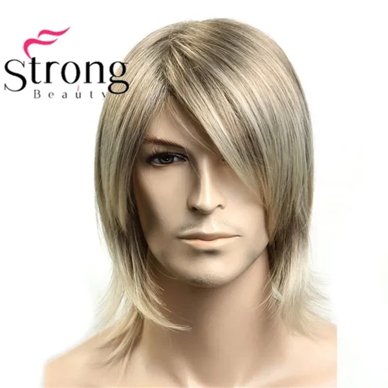 

Strongbeauty Mens Blonde mix Wig Short Synthetic Heat Resistant Straight for Man