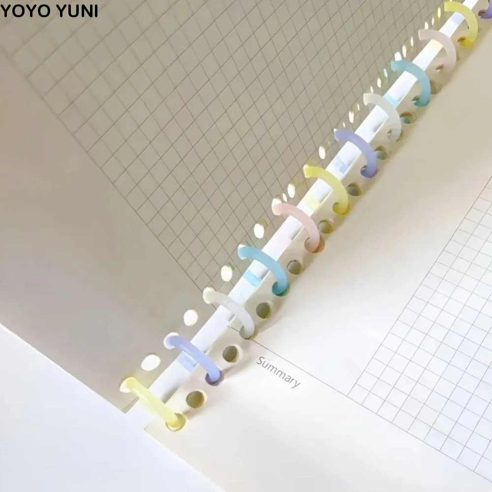 

20pcs/box Transparent Colorful Loose Leaf Rings Easy Open Close Reusable Detachable Document Rings Durable Plastic