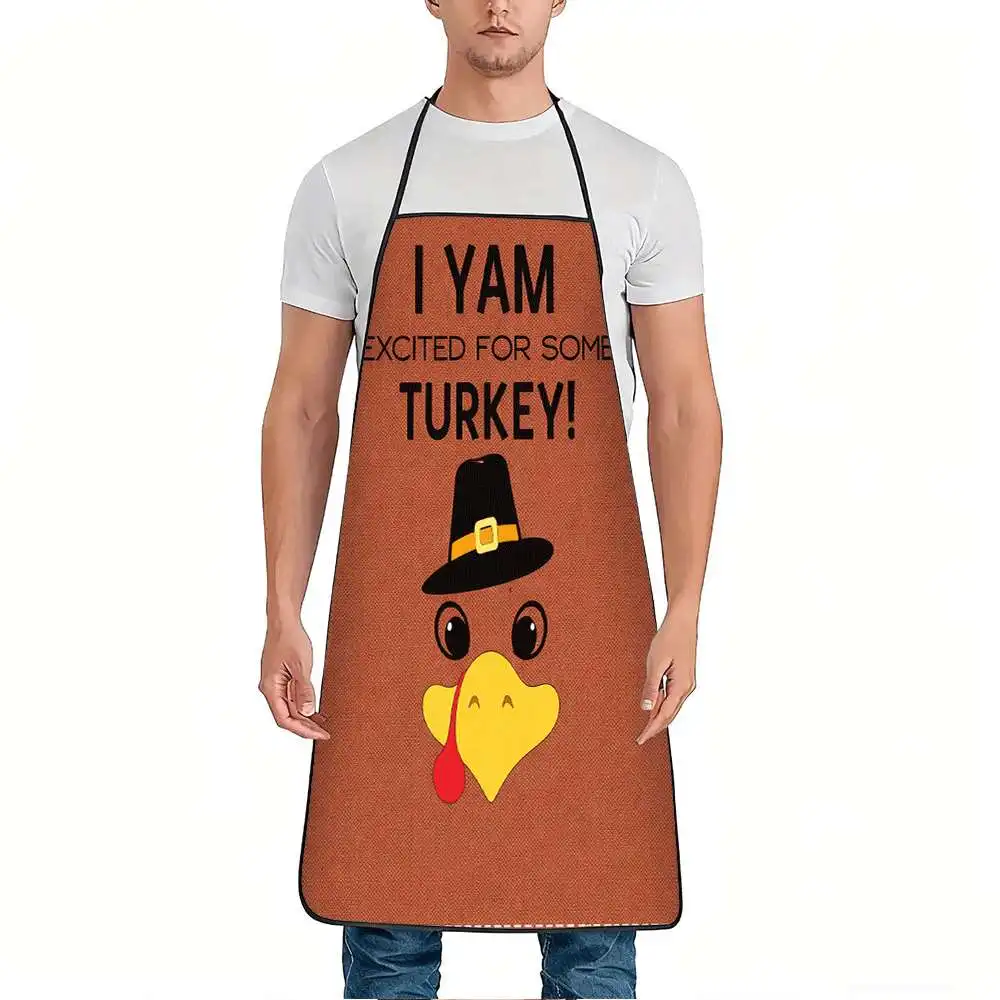 1pc Humorous Thanksgiving Turkey Apron, Sturdy And Easy to Maintain, Adjustable Waist, Made of Polyester, Suitable for Cooking,
