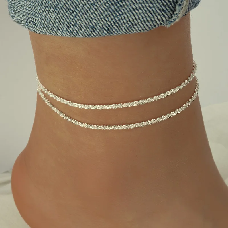 S925 Sterling Silver Chain Anklet Stainless Steel Adjustable Chain Ankle Gifts for Women Girls Jewelry Accessories