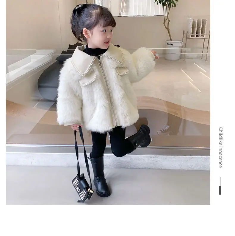 Girls Thickened and Fashionable Imitation Fox Fur Coat Korean Winter New Baby Fur Coat for Children Warmth