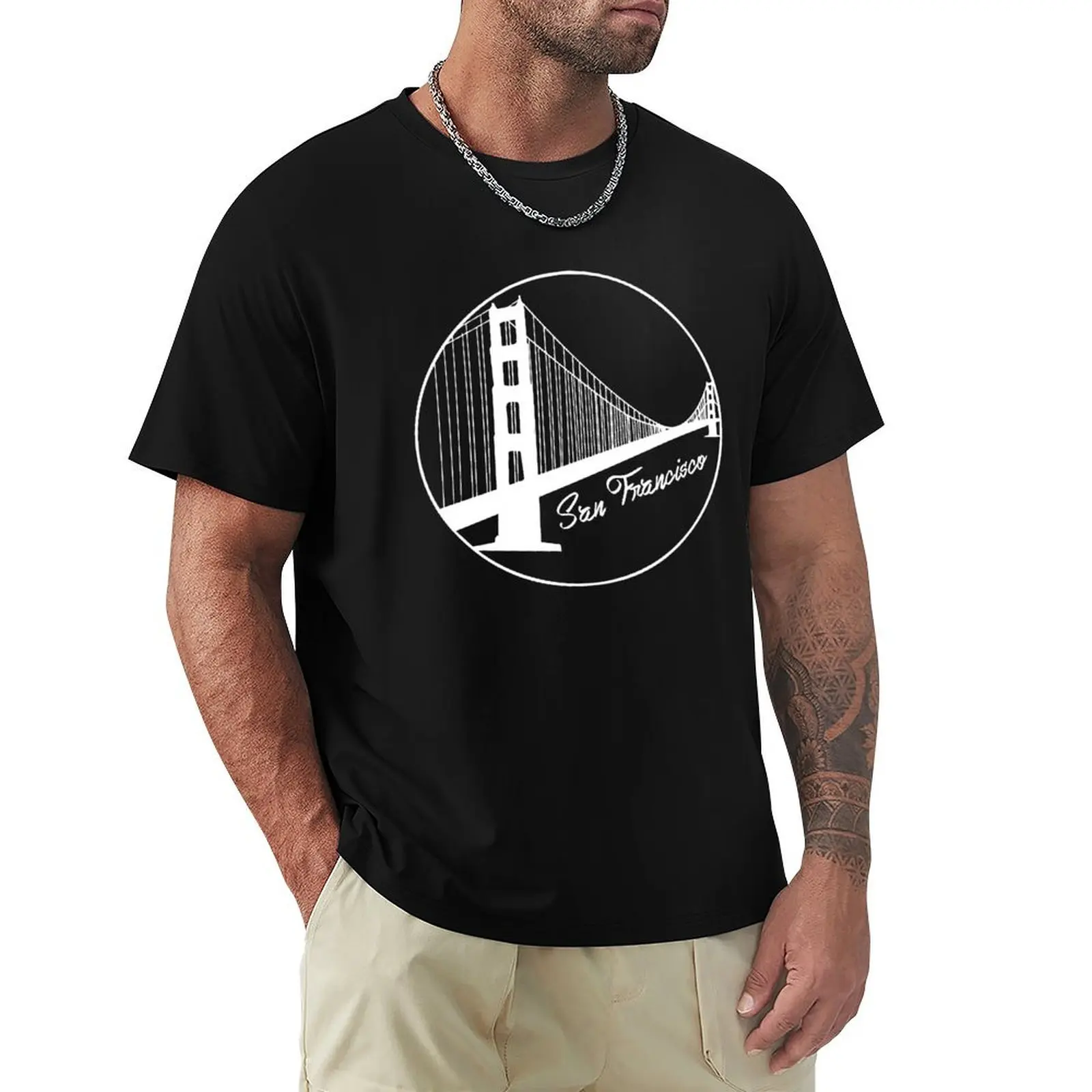 

Golden Gate Bridge T-Shirt rapper graphic tees hippie clothes quick-drying mens tall t shirts