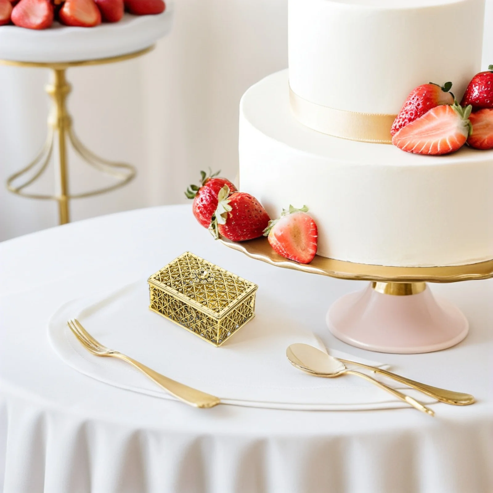 

12Pcs European Style Jewelry Box Rectangular Hollow Design Treasure Chest Candy Holder Small Trinket Storage Organizer Vintage