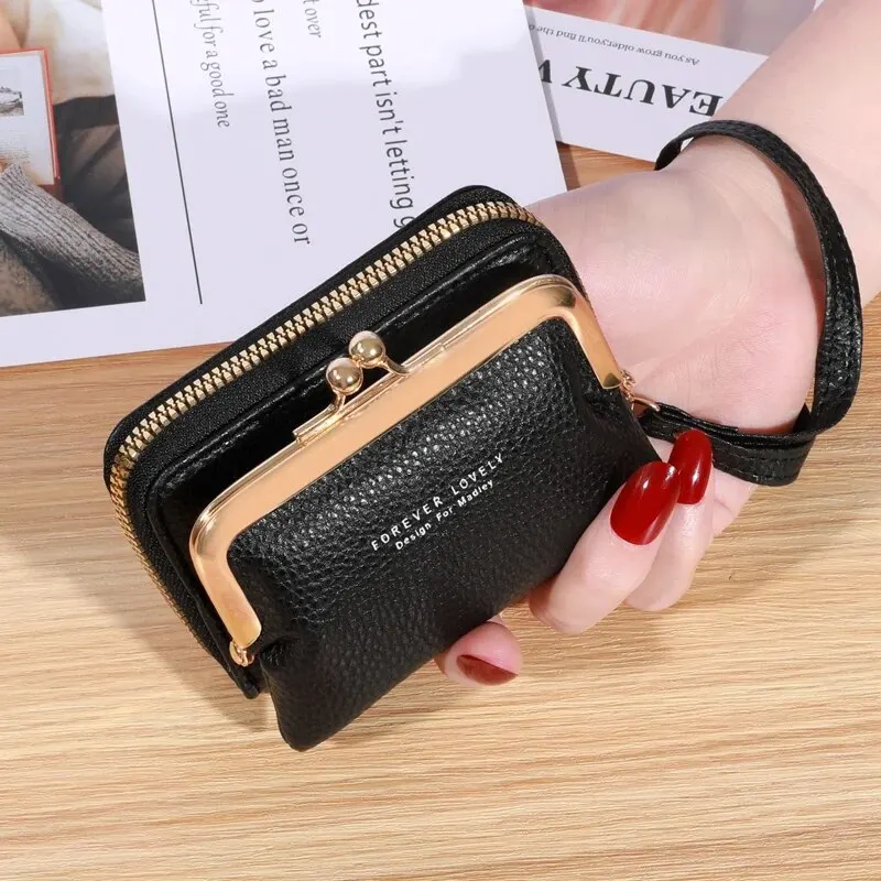 Wallet Women\'s Fashion Wrist Strap Short Zero Wallet Large Capacity Coin Clip Bag Multiple Card Positions Card Bag Money Clip