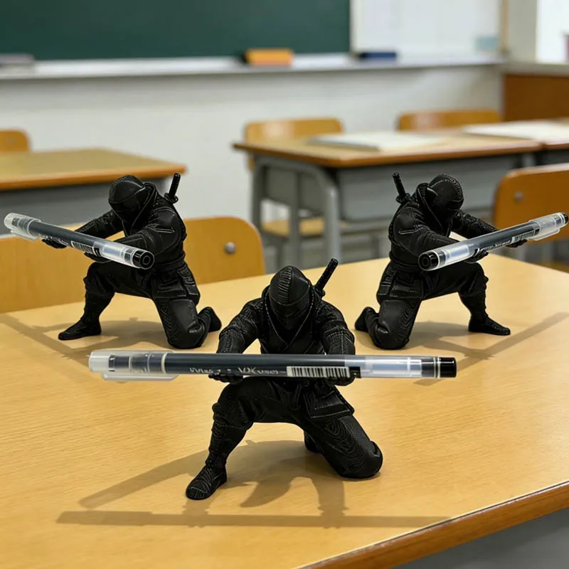 3D Printed Ninja Pen Holder Figurine Stationery Organizer Pencil Desk Decor Craft for Teacher Classroom Desk Caddy School Supply